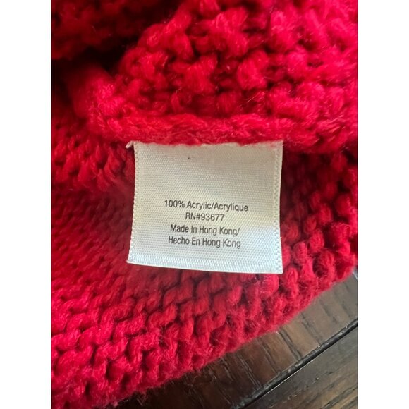 Vintage St.John's Bay Petite Red Cable Knit V-neck Long Sleeve Sweater Large - Picture 4 of 7